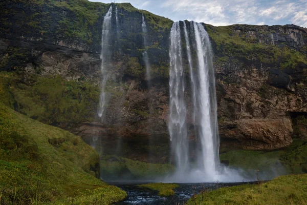 Picturesque Waterfall Seljalandsfoss Осінній Вид Південний Захід Ісландії — стокове фото