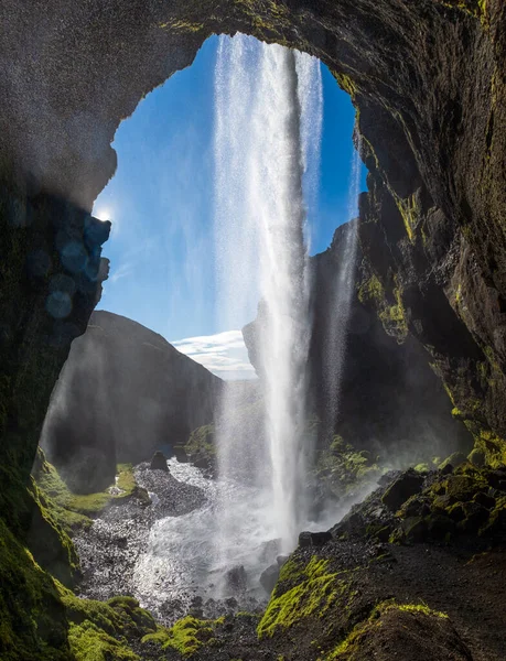 Festői Vízesés Kvernufoss Őszi Kilátás Délnyugat Izlandi — Stock Fotó