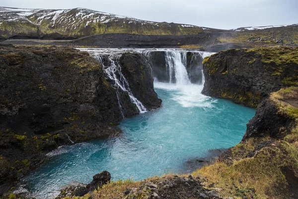 Γραφικός Καταρράκτης Sigoldufoss Φθινοπωρινή Άποψη Αλλαγή Εποχής Στα Νότια Highlands — Φωτογραφία Αρχείου