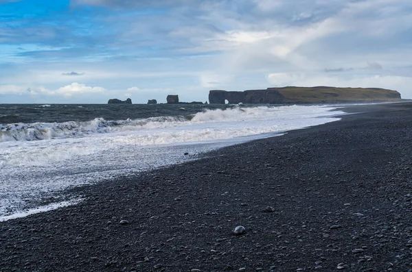 Pittoresque Automne Dyrholaey Cape Formations Rocheuses Vue Océan Reynisfjara Plage — Photo