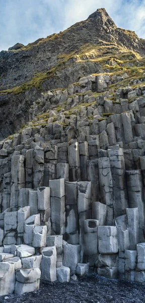 Basalt Rock Pillars Columns Reynisfjara Beach Vik South Iceland Unique — Stock Photo, Image