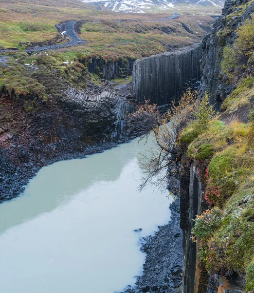 Autumn Picturesque Studlagil Canyon Ravine Jkuldalur Eastern Iceland Famous Columnar — Stock Photo, Image