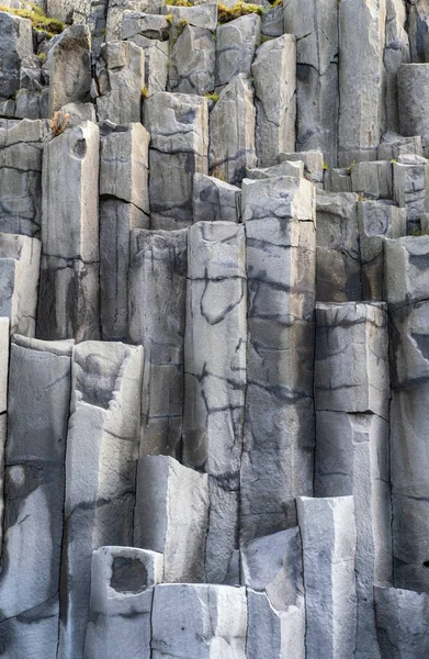 Basalt Rock Pillars Columns Reynisfjara Beach Vik South Iceland Unique — Stock Photo, Image