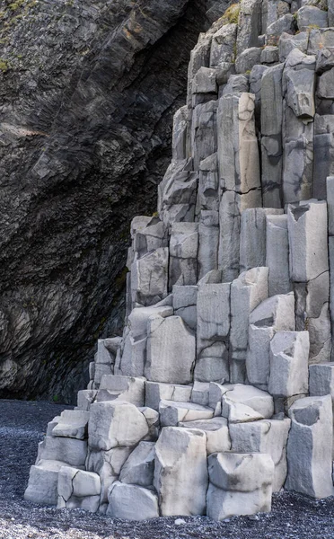Basalt Rock Pillars Columns Reynisfjara Beach Vik South Iceland Unique — Stock Photo, Image