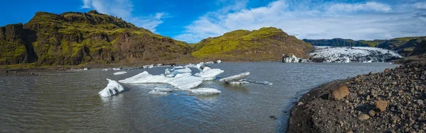 Malebný Ledovec Solheimajokull Jižním Islandu Jazyk Tohoto Ledovce Sklouzává Sopky — Stock fotografie