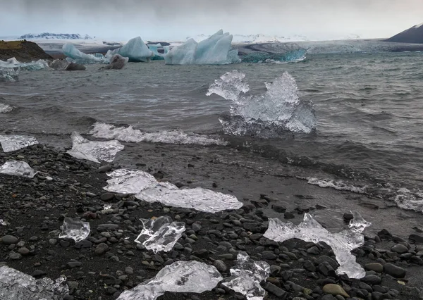 Jokulsarlon冰川湖冰盖泻湖冰岛Vatnajokull Icecap或Vatna冰川位于大西洋边缘 位于Breidamerkurjokull冰川顶部 — 图库照片