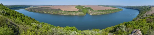 Amazing Spring View Dnister River Canyon Picturesque Rocks Fields Flowers — Stock Photo, Image