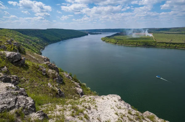 Vue Imprenable Sur Canyon Rivière Dnister Bakota Bay Région Tchernivtsi — Photo