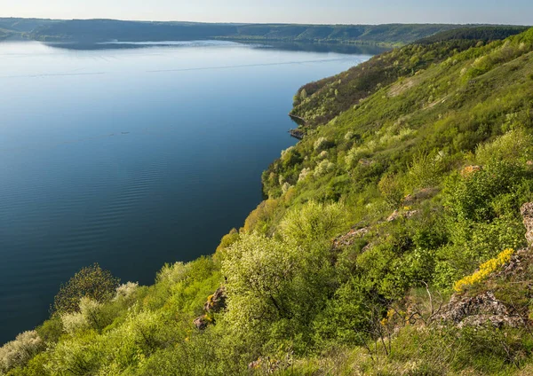 Vue Imprenable Sur Canyon Rivière Dnister Bakota Bay Région Tchernivtsi — Photo