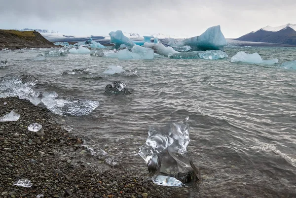 Jokulsarlon冰川湖冰盖泻湖冰岛Vatnajokull Icecap或Vatna冰川位于大西洋边缘 位于Breidamerkurjokull冰川顶部 — 图库照片