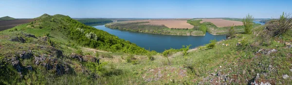 德涅斯特河峡谷上美丽的春景 花朵如画 这个地方叫Shyshkovi Gorby Nahoriany Chernivtsi Region Ukraine — 图库照片