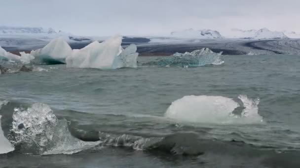 Jokulsarlon Buzul Gölü Zlanda Buzla Kaplı Bir Göl Atlas Okyanusu — Stok video