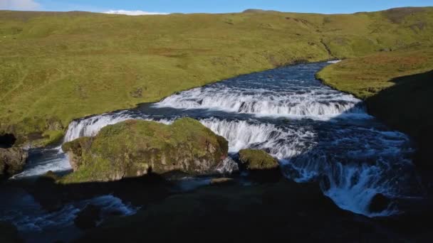 Picturesque Waterfall Fosstorfufoss Осінній Вид Південний Захід Ісландії — стокове відео