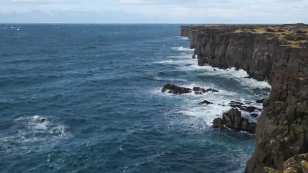 Scène Van Londrangar View Point Nationaal Park Snaefellsjokull Ten Westen — Stockvideo