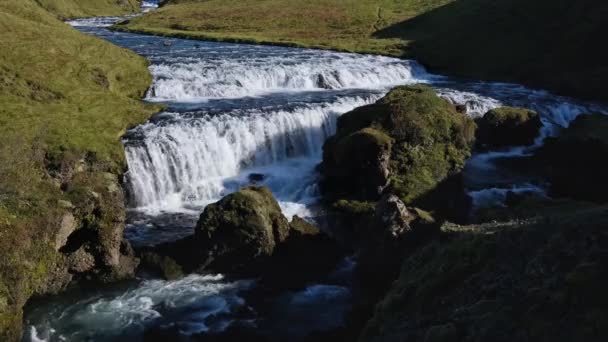 Festői Vízesés Fosstorfufoss Őszi Kilátás Délnyugat Izlandi — Stock videók