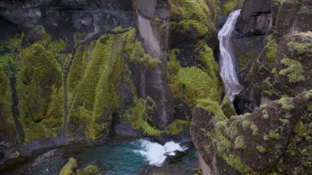 Rio Fjadra Fluindo Através Belo Desfiladeiro Fjadrargljufur Sul Islândia Dia — Vídeo de Stock