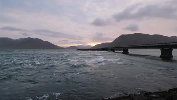 Pohled Během Jízdy Autem Západním Islandu Kolgrafafjordur Fjord Bay Přílivová — Stock video