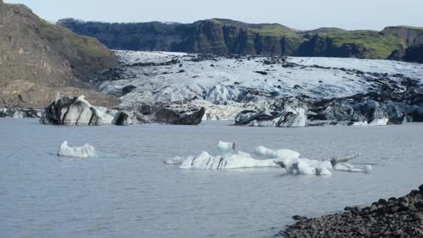 Solheimajokull Glacier Pittoresque Dans Sud Islande Langue Glacier Glisse Volcan — Video