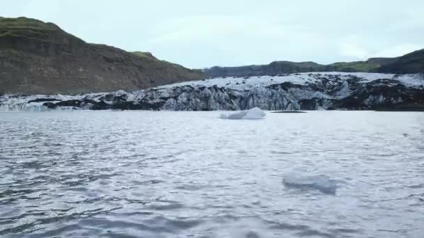 Solheimajokull Gletsjer Zuid Ijsland Tong Van Deze Gletsjer Glijdt Van — Stockvideo