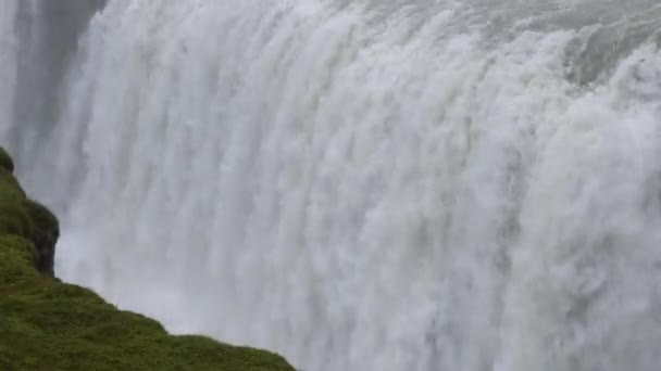 Schilderachtig Vol Met Water Grote Waterval Gullfoss Herfstzicht Zuidwest Ijsland — Stockvideo