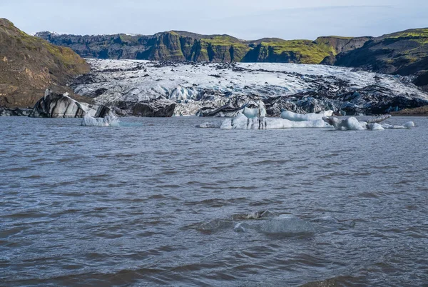 Ghiacciaio Solheimajokull Nel Sud Dell Islanda Lingua Questo Ghiacciaio Scivola — Foto Stock