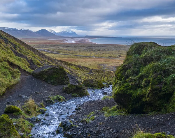 View Auto Trip West Iceland Highlands Snaefellsnes Peninsula Snaefellsjokull National — стокове фото