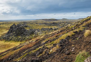 Saxholl volkan krateri, Snaefellsnes yarımadası, Snaefellsjokull Ulusal Parkı, Batı İzlanda.