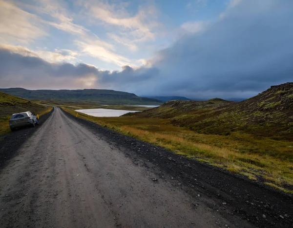 View Auto Trip West Iceland Highlands Snaefellsnes Peninsula Snaefellsjokull National — Zdjęcie stockowe