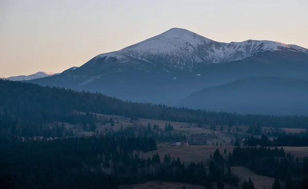 Late Autumn Mountain Countyside Sunset Scene Picturesque Traveling Seasonal Nature — Stock Photo, Image