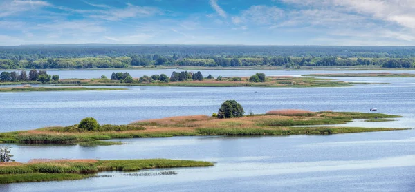 Río Dnipro Paisaje Panorámico Verano Embalse Agua Kaniv Región Kiev —  Fotos de Stock