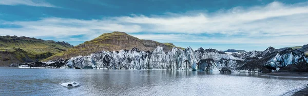 Lodowiec Solheimajokull Islandia Język Tego Lodowca Zsuwa Się Wulkanu Katla — Zdjęcie stockowe