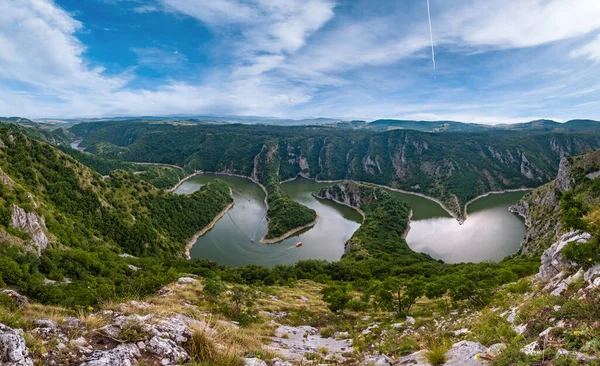 Vacker Sommar Utsikt Över Floden Uvac Canyon Meanders Serbien — Stockfoto