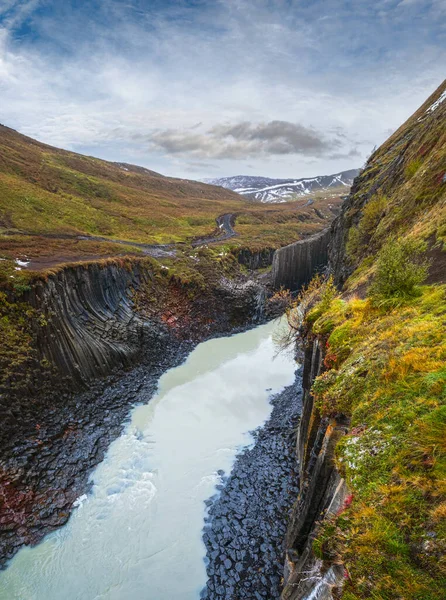 Der Herbstlich Malerische Studlagil Canyon Ist Eine Schlucht Jokuldalur Osten — Stockfoto