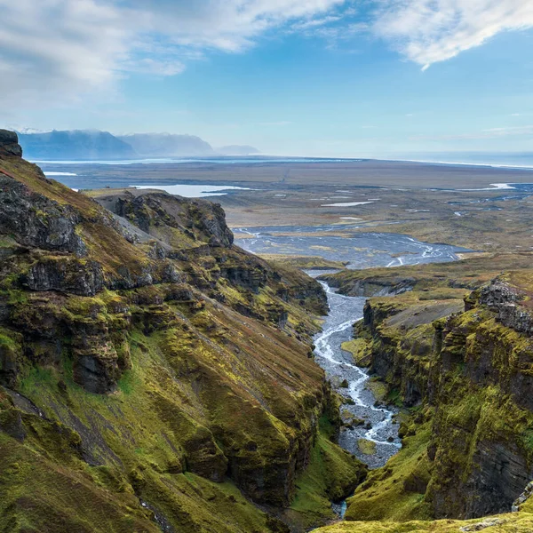 Bela Vista Outono Canhão Mul Jufur Para Glaciar Fjallsarlon Com — Fotografia de Stock