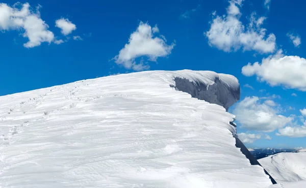 Winter Mountain Top Fairy Overhang Snow Cap Human Footprint Snowy — Photo