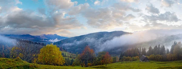 Θολό Τοπίο Πρώτα Ξημερώματα Στο Φθινόπωρο Καρπάθια Βουνό Ουκρανία — Φωτογραφία Αρχείου