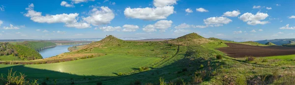 德涅斯特河峡谷上美丽的春景 花朵如画 这个地方叫Shyshkovi Gorby Nahoriany Chernivtsi Region Ukraine — 图库照片