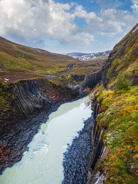 Herfstkloof Een Ravijn Ijslandse Plaats Jokuldalur Beroemde Kolombasalt Rotsformaties Jokla — Stockfoto