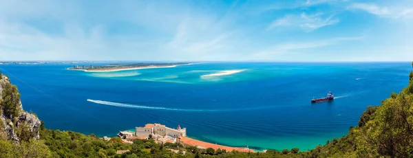 Verano Mar Costa Paisaje Vista Superior Desde Parque Natural Arrabida — Foto de Stock