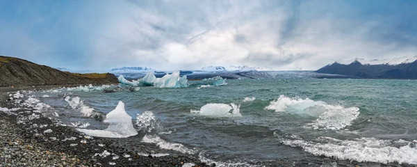 Jokulsarlon Gletschersee Lagune Mit Eisblöcken Island Rande Des Atlantiks Kopf — Stockfoto