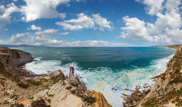 Vista Costa Oceánica Verano Cerca Playa Azkorri Gorrondatxe Getxo Vizcaya — Foto de Stock