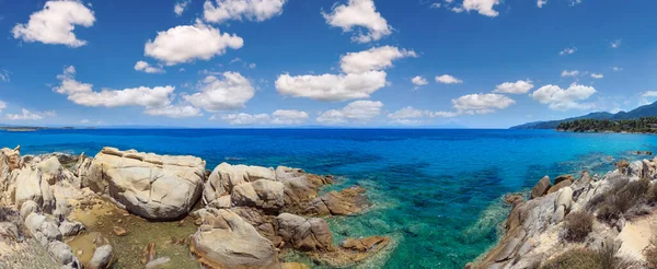 Panorama Della Costa Del Mar Egeo Spiaggia Karidi Karydi Calcidica — Foto Stock