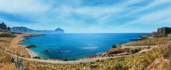 Azure Tyrrhenian Sea Picturesque Bay Monte Cofano Mount Bue Marino — Stockfoto
