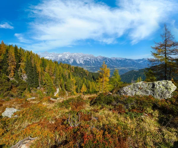 Jour Ensoleillé Paisible Automne Alpes Vue Sur Montagne Reiteralm Steiermark — Photo
