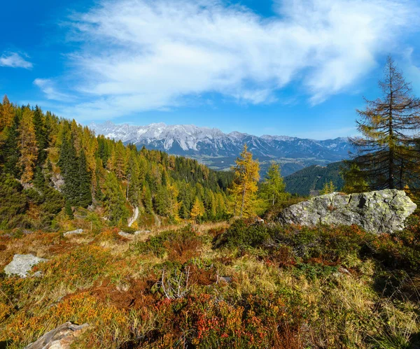 Huzurlu Güneşli Bir Sonbahar Alpleri Dağ Manzarası Reiteralm Steiermark Avusturya — Stok fotoğraf