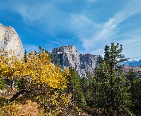 Autumn Alpine Dolomites Mountain Scene Sudtirol Italy Peaceful View Sella — ストック写真