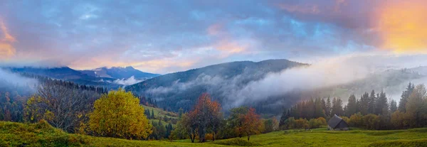 Dimmiga Tidiga Gryning Höst Carpathian Berg Ukraina — Stockfoto