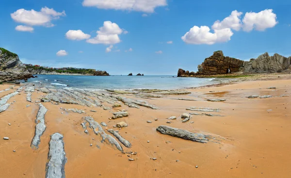 Beautiful Sandy Playa Del Portio Biskaya Cantabria Spain Summer Landscape —  Fotos de Stock