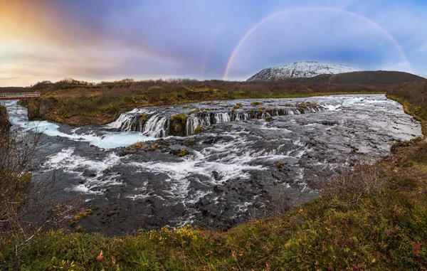 Picturesque Waterfall Bruarfoss Autumn View Season Changing Southern Highlands Iceland — 图库照片