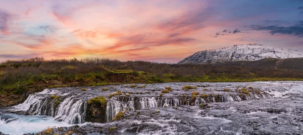 Picturesque Waterfall Bruarfoss Осінній Вид Сезон Змінюється Південних Гірських Районах — стокове фото